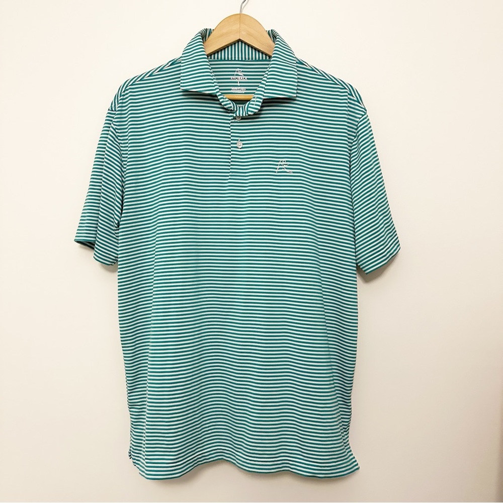 Rhoback The Hemlock Men's Short Sleeve Performance Polo Emerald Green White L